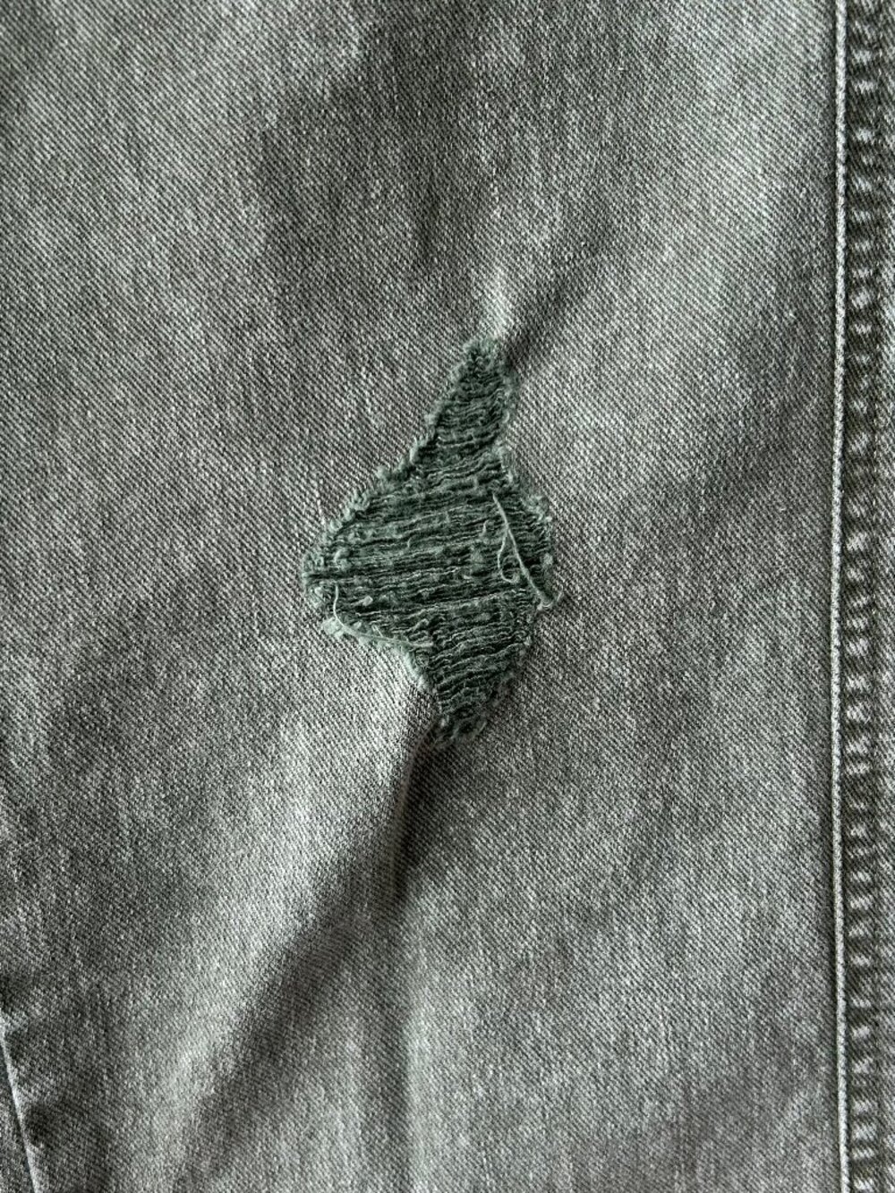 7 For All Mankind High Waist Cropped Straight Jeans Green Frayed Hem Size 28 - Picture 6 of 13